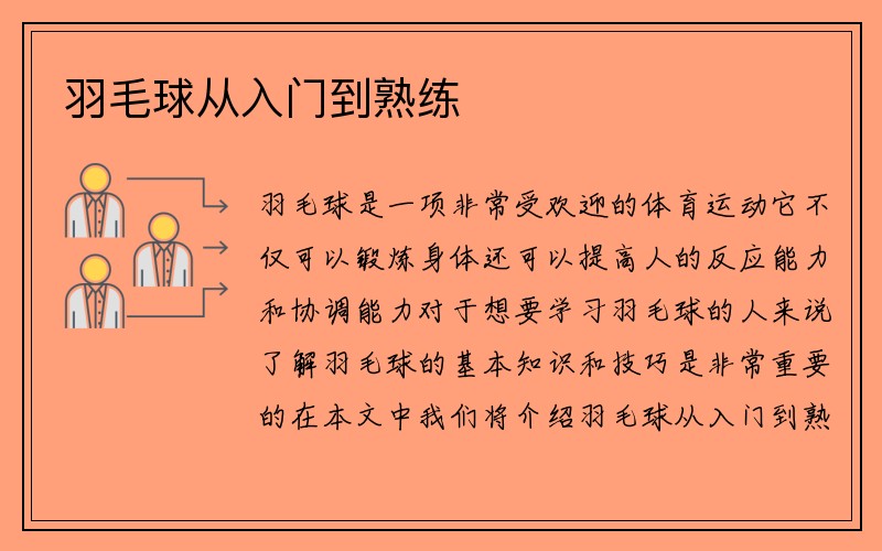 羽毛球从入门到熟练